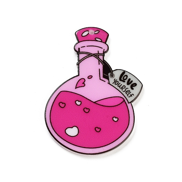 

PandaHall Acrylic Pendants, Magic Potion , Bottle, 44.5x32.5x2.5mm, Hole: 1mm Acrylic Bottle Pink