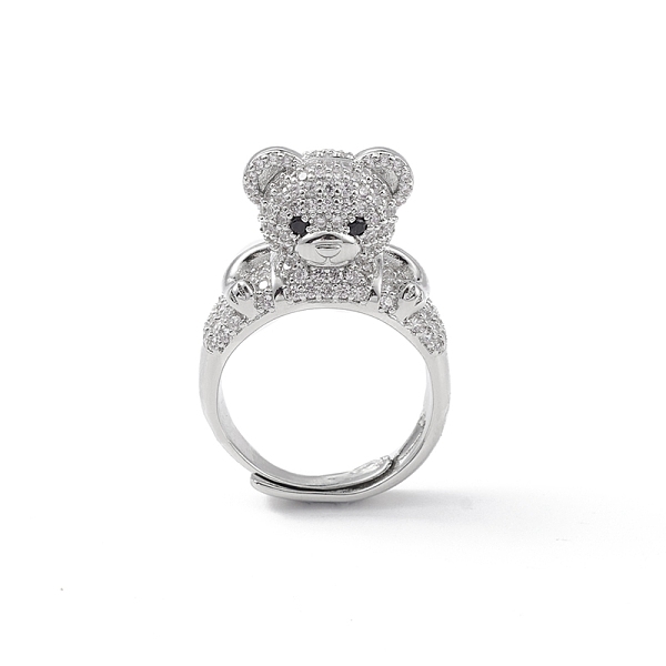 

PandaHall Cubic Zirconia Bear Adjustable Ring, Brass Jewelry for Women, Lead Free & Cadmium Free, Platinum, US Size 7 1/4(17.5mm)..., Clear