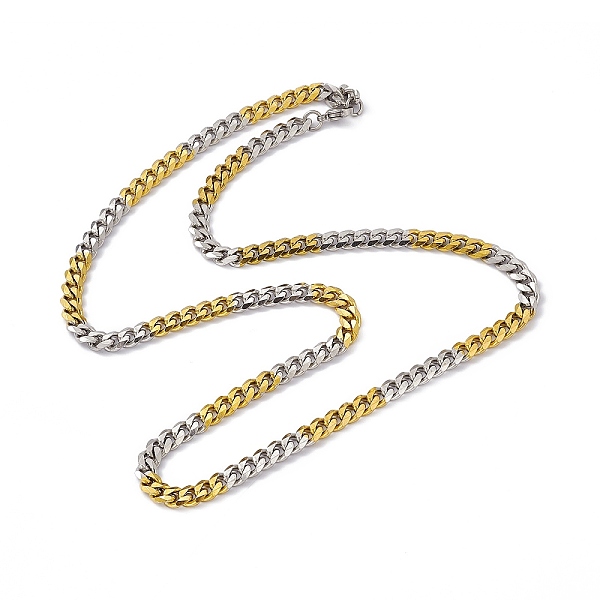 

PandaHall Two Tone Vacuum Plating 201 Stainless Steel Cuban Link Chain Necklace with 304 Stainless Steel Clasps for Men Women, Golden &...