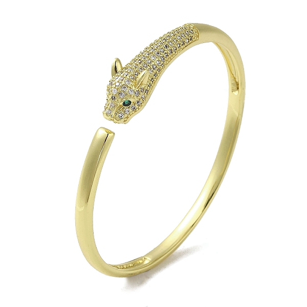 

PandaHall Brass Pave Clear & Green Cubic Zirconia Leopard Open Cuff Bangle for Women, Real 18K Gold Plated, Inner Diameter: 2x2-1/4 inch...