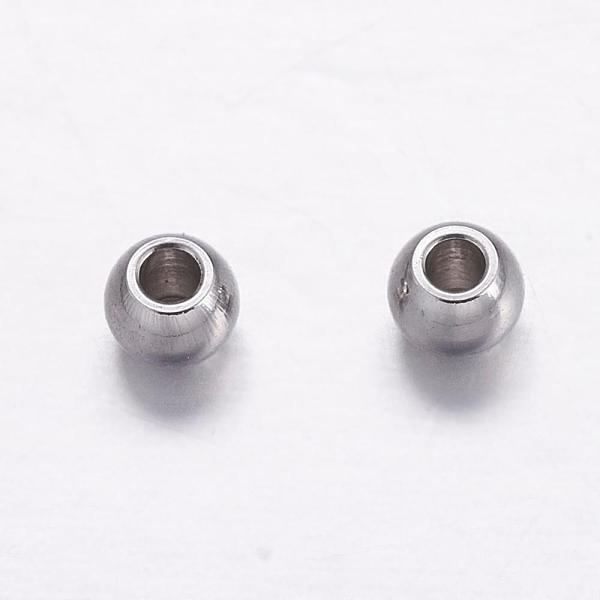 

PandaHall 201 Stainless Steel Spacer Beads, Round, Stainless Steel Color, 3mm, Hole: 1.8mm 201 Stainless Steel Round