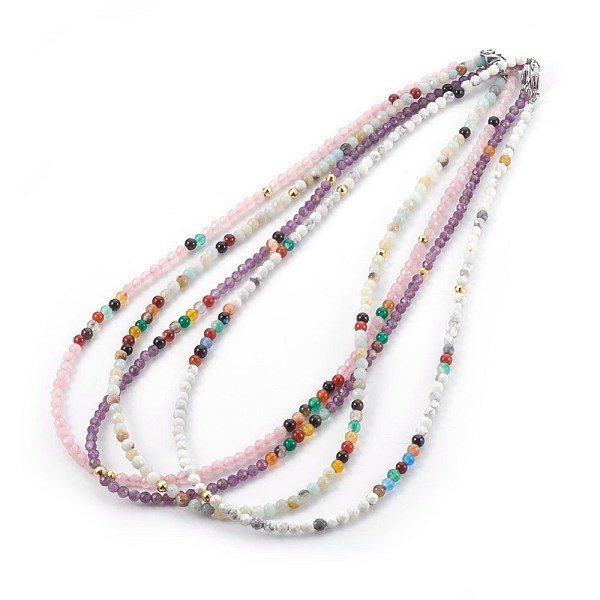 

PandaHall Chakra Jewelry, Natural Mixed Gemstone Beaded Necklaces, with Real 18K Gold Plated 925 Sterling Silver Beads, Brass Beads and 304...