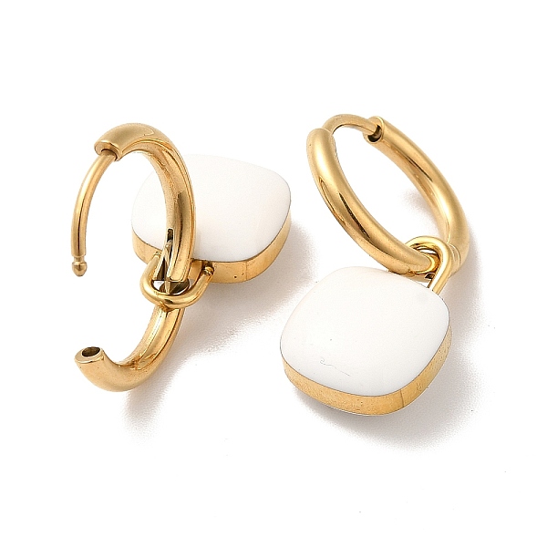 

PandaHall Enamel Square Padlock Dangle Hoop Earrings, Golden 304 Stainless Steel Jewelry for Women, White, 24mm, Pin: 1mm 304 Stainless...