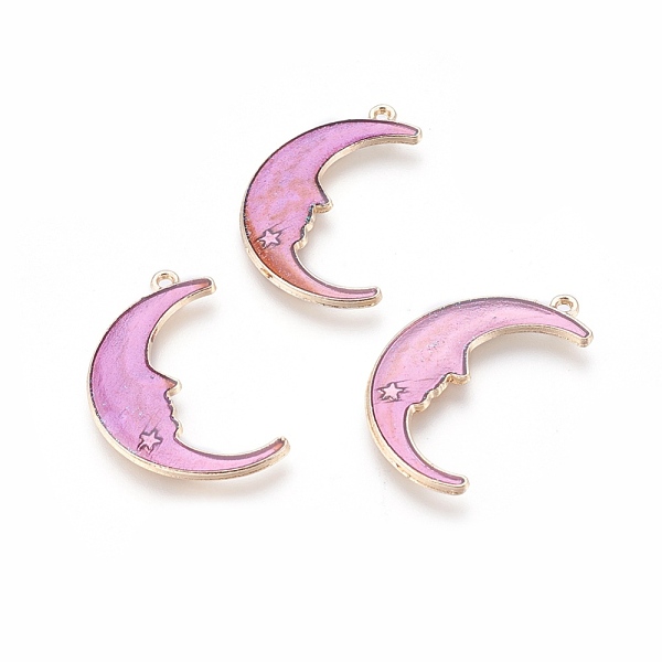 

PandaHall Alloy Enamel Pendants, Moon with Star, Light Gold, Purple, 31.5x20x2mm, Hole: 1mm Alloy+Enamel Moon Purple