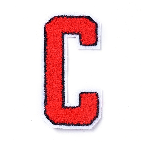 PandaHall Computerized Embroidery Cloth Sew On Patches, Costume Accessories, Appliques, Letter C, Red, 105x55x2mm Cloth Letter Red