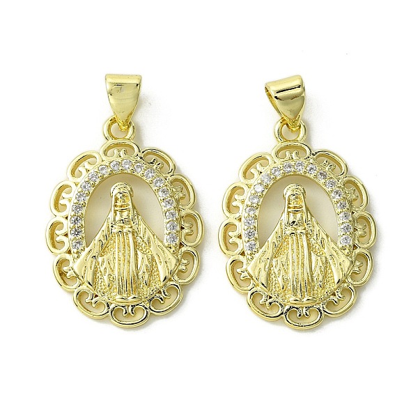 

PandaHall Brass Micro Pave Cubic Zirconia Pendants, Real 18K Gold Plated, Oval, 24x17x2.5mm, Hole: 4x3mm Brass+Cubic Zirconia Oval Clear