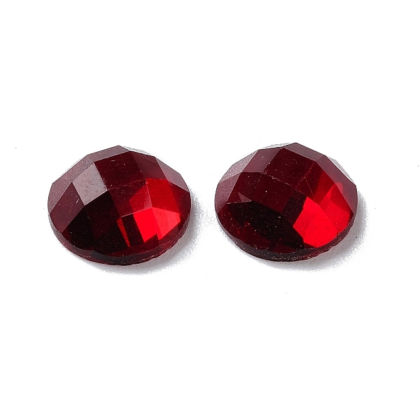 

PandaHall Glass Cabochons, Faceted, Flat Round, Red, 10x4.5mm Glass Flat Round Red