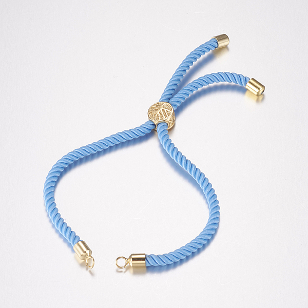

PandaHall Nylon Twisted Cord Bracelet Making, Slider Bracelet Making, with Brass Findings, Tree of Life, Light Blue, Golden, 8-5/8 inch...