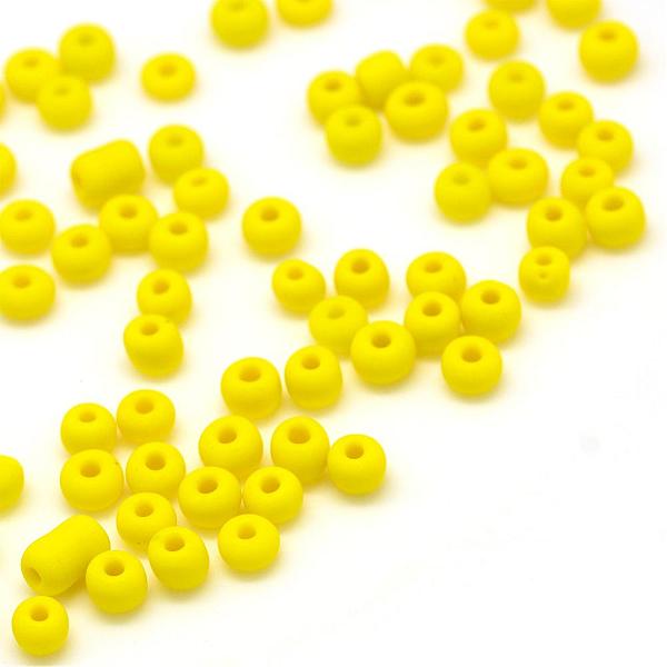 

PandaHall Frosted Opaque Glass Seed Beads, Round, Yellow, 3x1.5~3mm, Hole: 1mm, about 15000pcs/bag, 440~450g/bag Glass Yellow