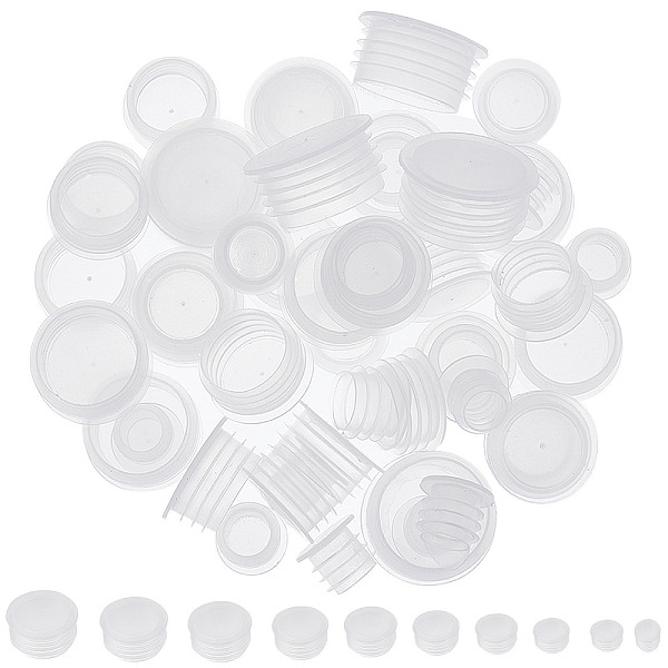 

PandaHall GORGECRAFT 50Pcs 10 Style Salt and Pepper Shaker Stoppers Clear Replacement Stopper Plastic Round EndCap Open Hole Reusable Column..., White