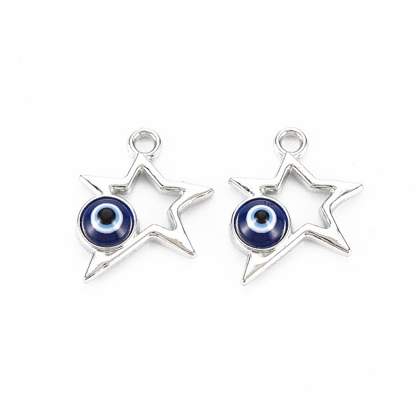 

PandaHall Alloy Enamel Pendants, Platinum, Cadmium Free & Lead Free, Star with Evil Eye, Dark Blue, 19.5x15x4mm, Hole: 1.8mm Alloy+Enamel...