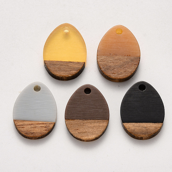 

PandaHall Resin & Walnut Wood Pendants, Waxed, Teardrop, Mixed Color, 17.5x13x3mm, Hole: 2mm Resin+Wood Teardrop Multicolor