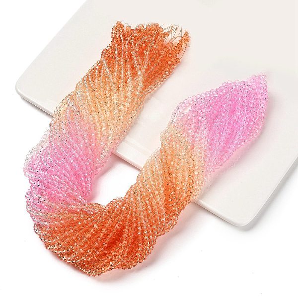 

PandaHall Transparent Painted Glass Beads Strands, Faceted, Rondelle, Colorful, 4.5x3.6mm, Hole: 0.8mm, about 120pcs/strand, 16.54''(42cm)...