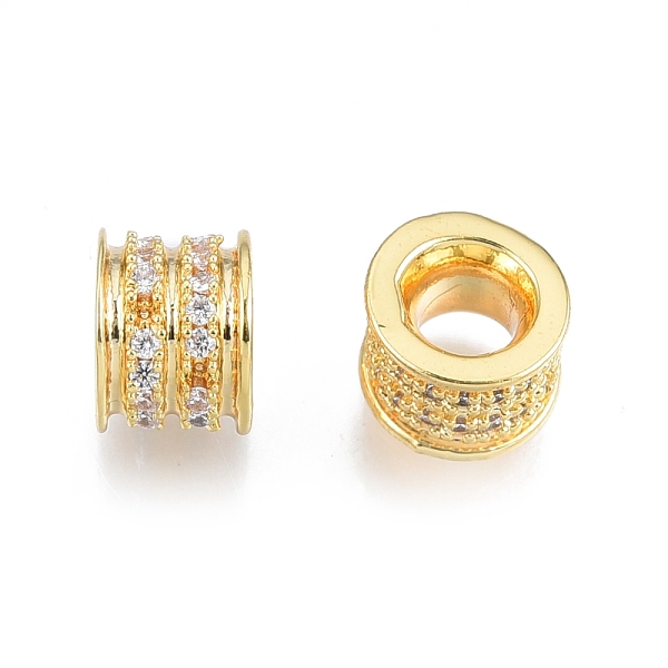 

PandaHall Brass Pave Cubic Zirconia Beads, Nickel Free, Real 18K Gold Plated, Column, Clear, 7x5mm, Hole: 3.5mm Brass+Cubic Zirconia Column...