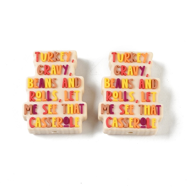 

PandaHall Turkey Gravy Beans And Rolls Let Me See That Casserole Silicone Focal Beads, 32x25x9.5mm, Hole: 2mm Silicone Others