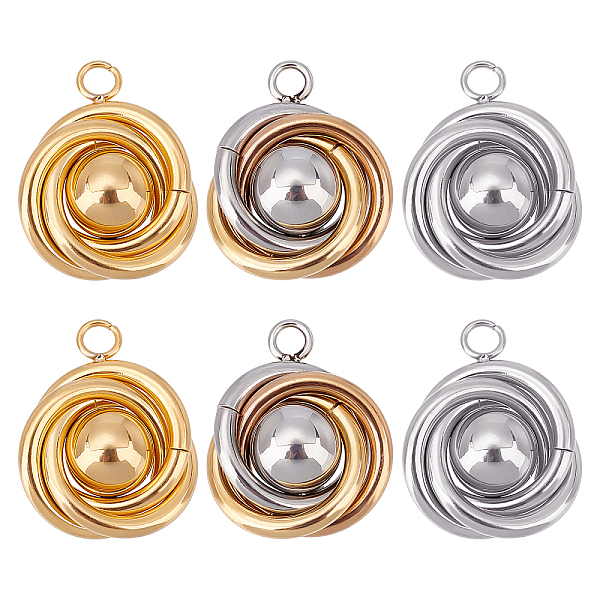 

PandaHall Unicraftale 6Pcs 3 Colors 304 Stainless Steel Pendants, with 201 Stainless Steel Beads, Tricyclic, Mixed Color, 20x16x8mm, Hole...