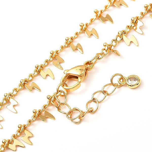 

PandaHall Lightning Bolt Brass Pendant Necklaces, with Curb Chains and Cubic Zirconia, Golden, 15.94 inch(40.5cm) Cubic Zirconia