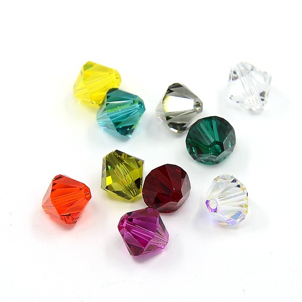 austrian crystal beads, bicone, mixed color, about 8mm long, 8mm wide, hole: 1mm