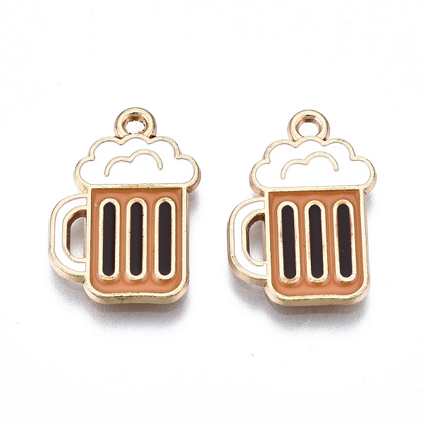 

PandaHall Eco-Friendly Alloy Enamel Pendants, Cadmium Free & Lead Free & Nickel Free, Beer Glass, Light Gold, Goldenrod, 19x13x1.2mm, Hole...