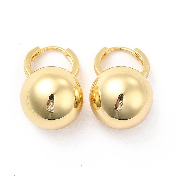 

PandaHall Ball Brass Hoop Earrings for Women, Real 18K Gold Plated, 24.5x15.5mm, Pin: 1mm Brass Bell Gold