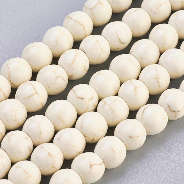 

PandaHall Synthetic Magnesite Beads Strands, Round, White, 8mm Magnesite Round White