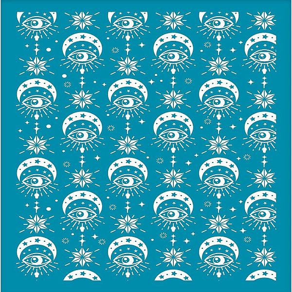 

PandaHall OLYCRAFT 4x5 Inch Clay Stencils Evil Eye Pattern Non-Adhesive Silk Screen Printing Stencil Moon Star Reusable Clay Mesh Stencil..., Cyan