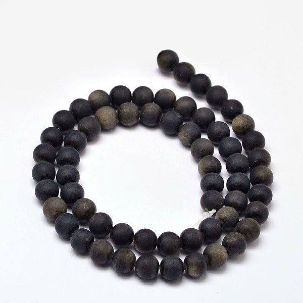 

PandaHall Frosted Natural Golden Sheen Obsidian Round Bead Strands, 6mm, Hole: 1mm, about 63pcs/strand, 15 inch Golden Sheen Obsidian Round