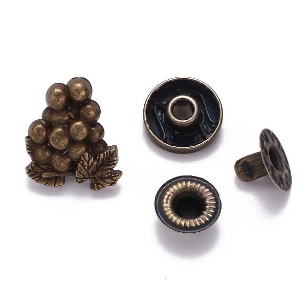 

PandaHall Brass Snap Buttons, Alloy Cap, Garment Buttons, Cadmium Free & Lead Free, Grape, Antique Bronze, Cap: 16.5x14mm, Pin: 3mm, Stud...