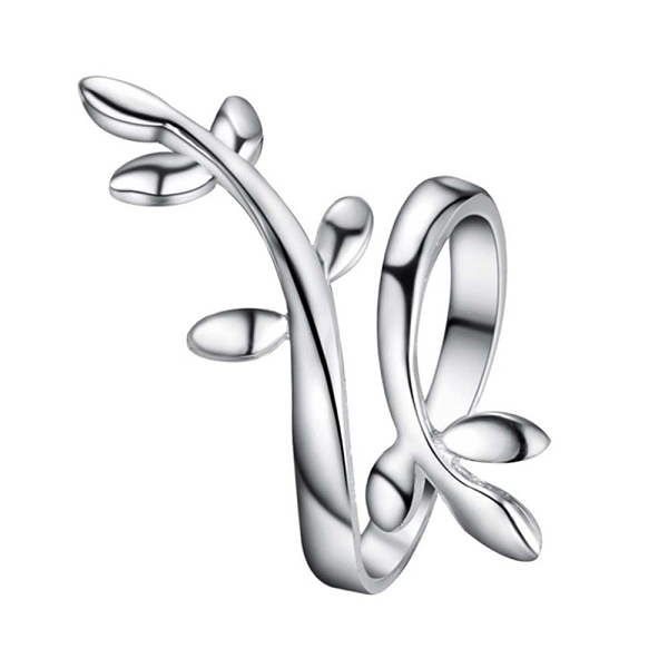 

PandaHall Partysu Platinum Plated Brass Olive Cuff Metal Rings, Silver Color Plated, Size 7, 17mm Brass