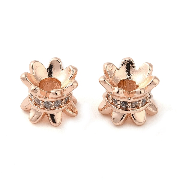

PandaHall Rack Plating Brass Beads, with CLear Cubic Zirconia, Long-Lasting Plated, Lead Free & Cadmium Free, Rose Gold, 6x5.5x4.5mm, Hole...