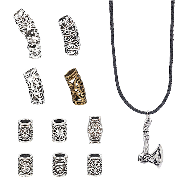 

PandaHall Unicraftale DIY Norse Viking Jewelry Set Making Kit, Including Braided Leather Cords, Alloy Dreadlock Braiding Hair Tube Beads...
