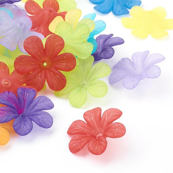 

PandaHall Transparent Acrylic Beads, Frosted, Flower Bead Caps, Mixed Color, 30x8mm, Hole: 1.5~2mm, about 314pcs/500g Acrylic Flower..., Multicolor