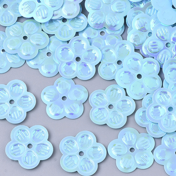 

PandaHall Ornament Accessories, PVC Plastic Paillette/Sequins Beads, AB Color, Flower, Light Sky Blue, 12.5x12x0.5mm, Hole: 1.2mm, about...