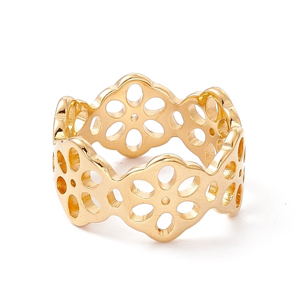 

PandaHall Ion Plating(IP) 304 Stainless Steel Snowflake Wrap Finger Ring, Hollow Ring for Women, Golden, US Size 7(17.3mm) 304 Stainless...