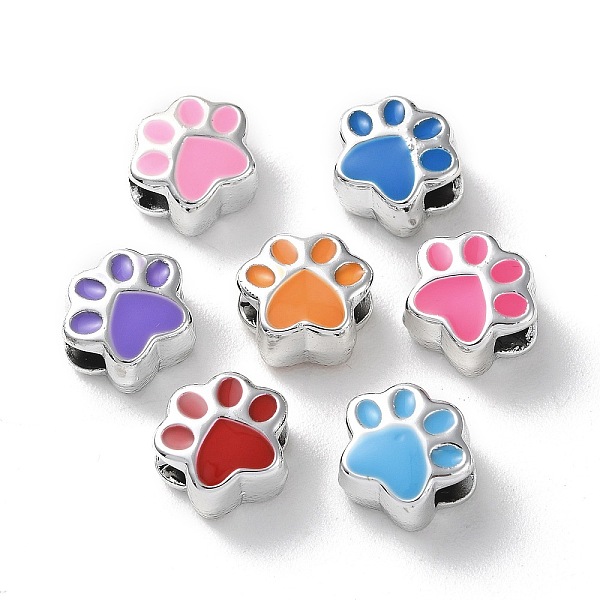 

PandaHall Acrylic European Beads, with Enamel, Large Hole Beads, Mixed Color, Paw Print, Silver, 10x11.5x8mm, Hole: 4.2mm Acrylic Paw Print..., Multicolor