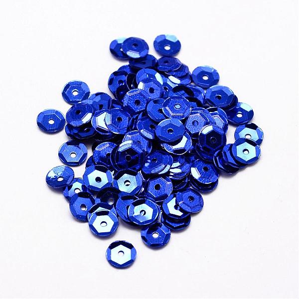 

PandaHall Plastic Paillette Beads, Semi-cupped Sequins Beads, Center Hole, Blue, 4x0.5mm, Hole: 1mm Plastic Disc Blue