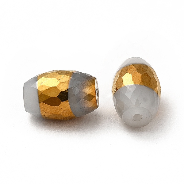 

PandaHall Opaque Electroplate Glass Beads, Half Golden Plated, Faceted, Oval, Gainsboro, 12x8mm, Hole: 0.8mm Glass Oval Gray