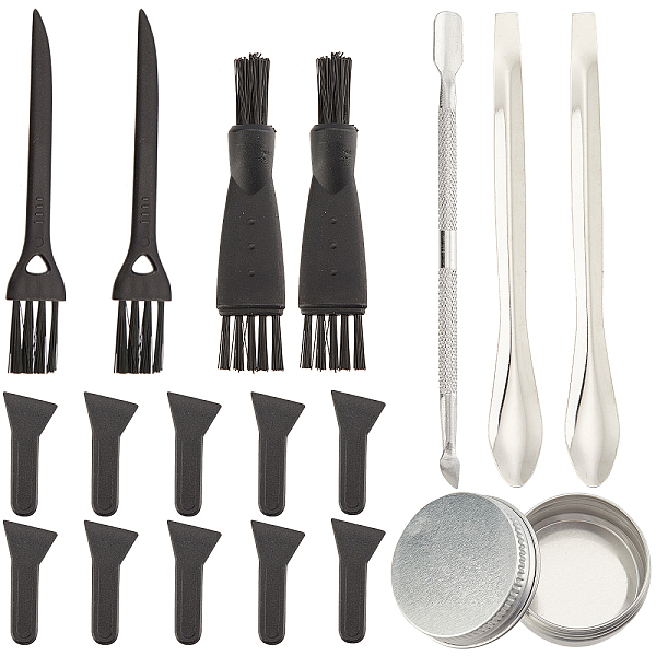 

PandaHall GORGECRAFT 18Pcs Pollen Scrapers Kit for Grinder Including Micro Lab Scoop Cleaning Brush Pollen Scrapers Stainless Steel Pusher..., Black