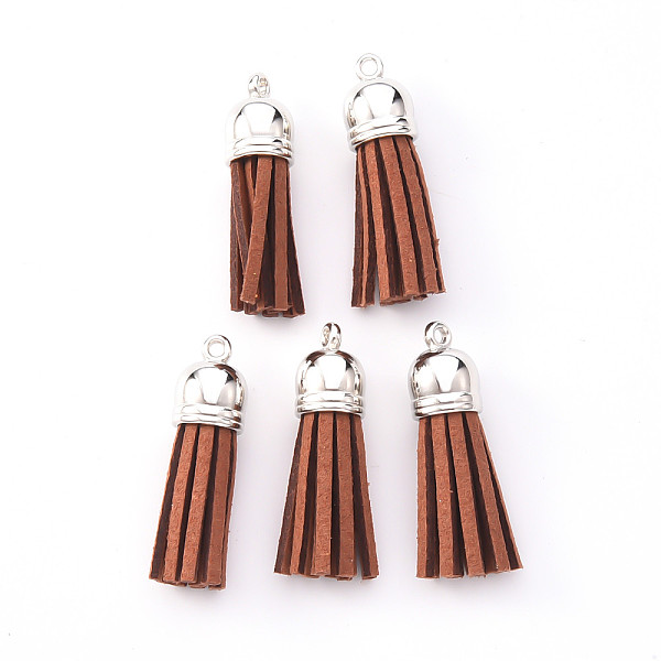 

PandaHall Faux Suede Tassel Pendant Decorations, with CCB Plastic Cord Ends, Platinum, 33~35x10mm, Hole: 2.5mm Faux Suede Brown