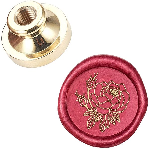 PandaHall CRASPIRE Wax Seal Stamp Head Flower, Removable Sealing Brass Stamp Head Peony for Creative Gift Envelopes Invitations Cards...