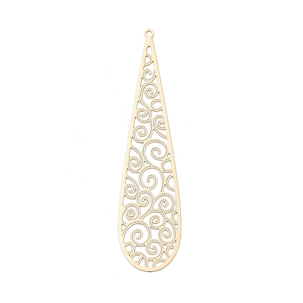 

PandaHall Rack Plating Brass Filigree Big Pendants, Long-Lasting Plated, Teardrop Charms, Light Gold, 65x16x0.3mm, Hole: 1.4mm Brass...