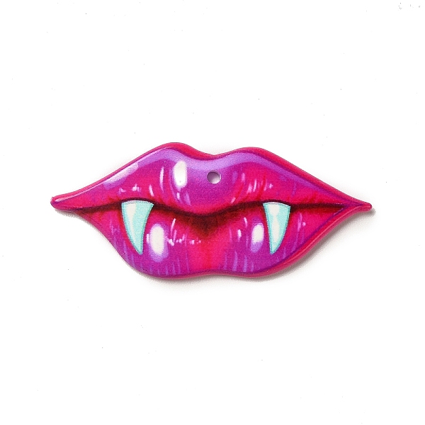 

PandaHall Halloween Printed Acrylic Pendants, Lip Pattern, 19.5x45.5x2.3mm, Hole: 1.8mm Acrylic Lip Red