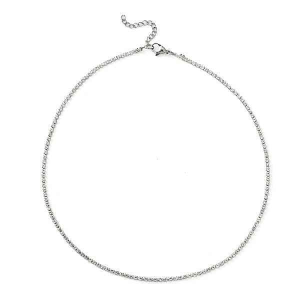 

PandaHall Crystal Rhinestone Tennis Necklace, Iron Link Chain Necklace, Platinum, 16.06 inch(40.8cm) Rhinestone Square Clear