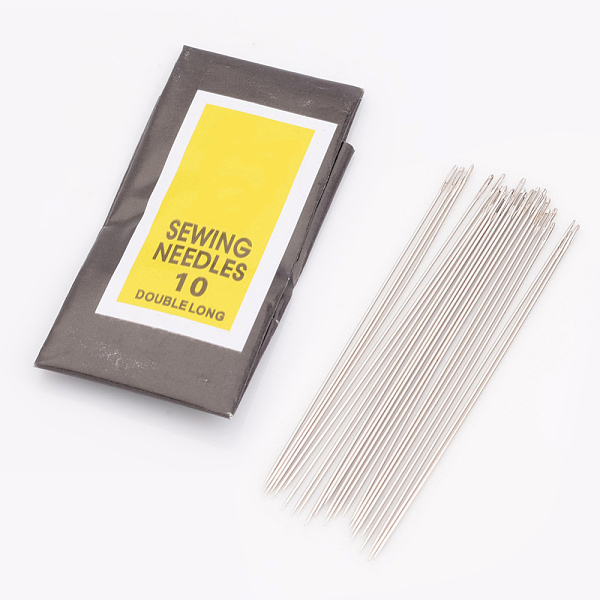 

PandaHall Iron Sewing Needles, Darning Needles, Platinum, 0.45mm thick, 52mm long, hole: 0.3mm, 25pcs/bag Iron