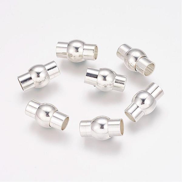 

PandaHall Rack Plating Brass Magnetic Clasps with Glue-in Ends, Oval, 925 Sterling Silver Plated, 17x10mm, Hole: 6mm Brass Oval