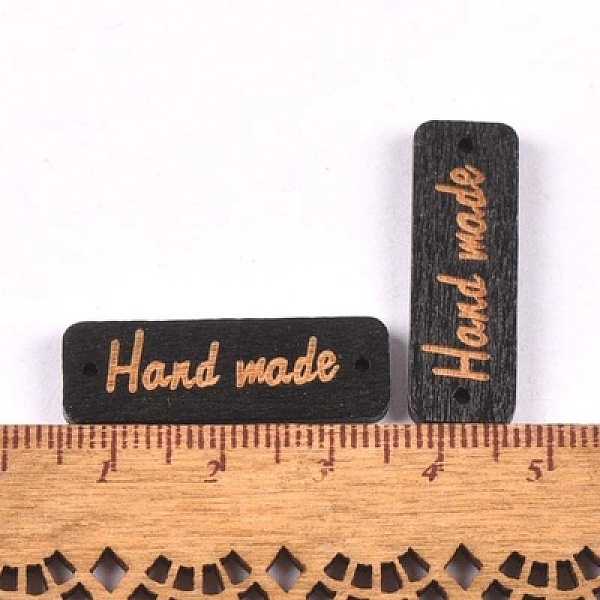 

PandaHall Schima Superba Wood Links, Rectangle with Word Handmade, Black, 9x30mm, Hole: 1.5mm Wood Rectangle Black