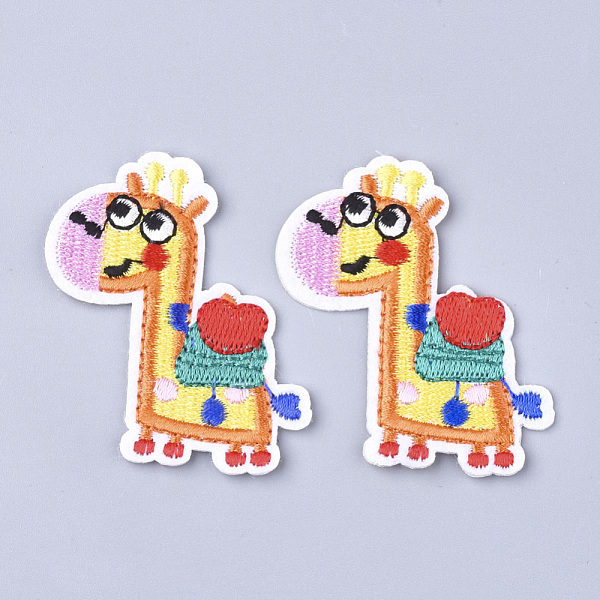 PandaHall Computerized Embroidery Cloth Iron On Patches, Costume Accessories, Appliques, Giraffe, Goldenrod, 57x49.5x2mm Cloth Other Animal...