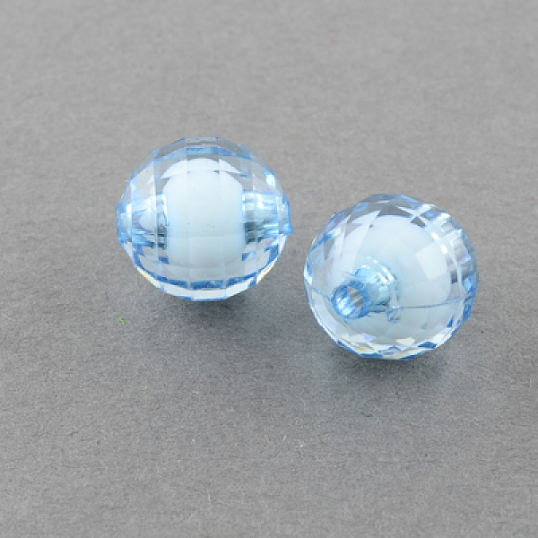 

PandaHall Transparent Acrylic Beads, Bead in Bead, Faceted, Round, Sky Blue, 12mm, Hole: 2mm, about 580pcs/500g Acrylic Round Blue