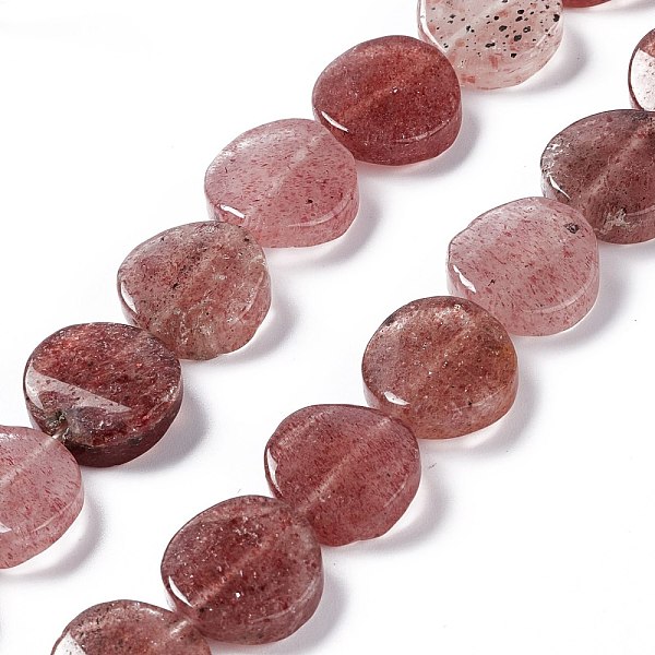 

PandaHall Natural Strawberry Quartz Beads Strands, Twist Flat Round, 16x6~7mm, Hole: 1mm, about 25pcs/strand, 15.75''(40cm) Strawberry...