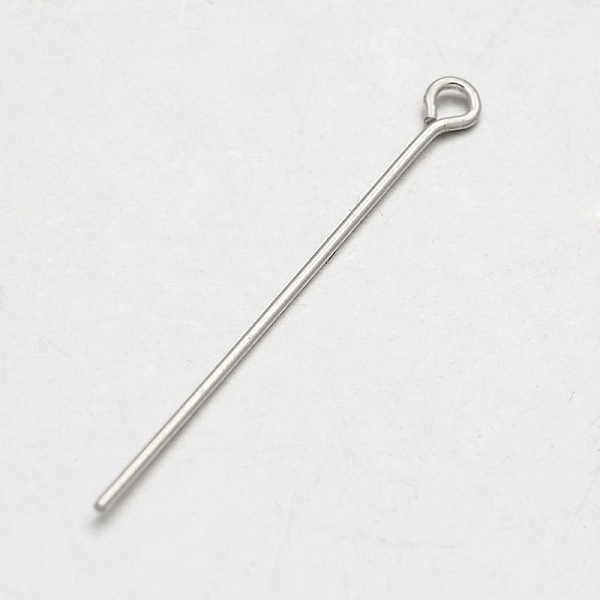 

PandaHall 925 Sterling Silver Eye Pin, Silver, 40mm, Hole: 1mm, Pin: 0.5mm, about 100pcs/10g Sterling Silver
